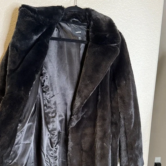 Express long faux fur warm classy elegant coat. New without tags